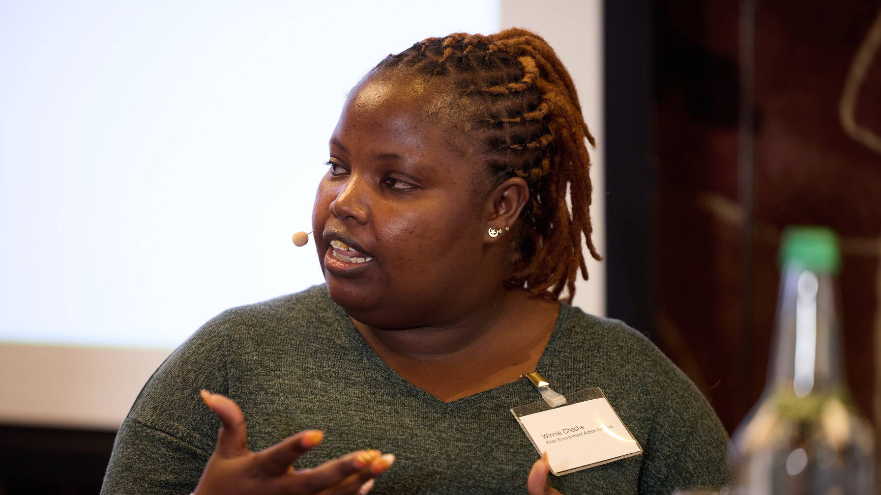 Winnie Cheche, is a well known climate activist from Kenya who works closely with climate change affected communities. Her voice on the panel was strong, advocating for more locally led solutions.