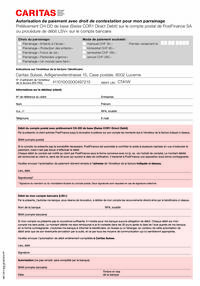 Formulaire LSV pour les marrainages et parrainages à Caritas Suisse