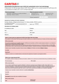 Formulaire LSV pour les marrainages et parrainages à Caritas Suisse