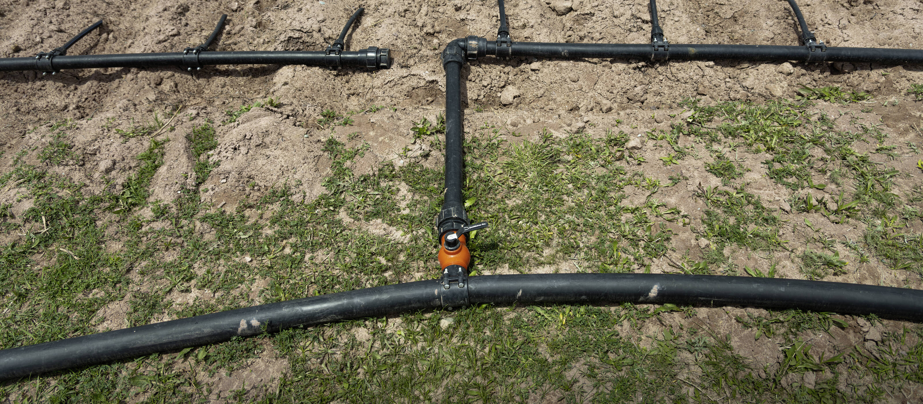 Irrigation in a field in Tajikistan
