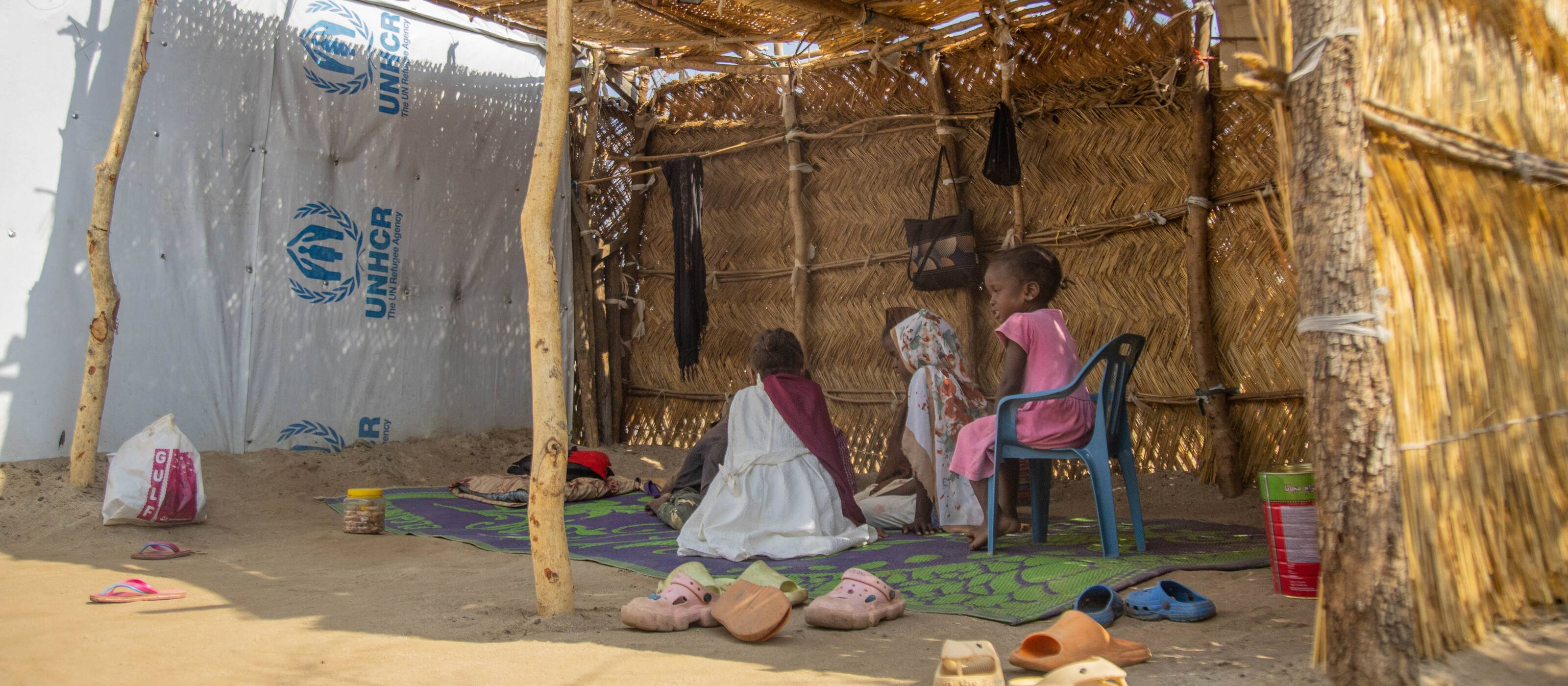 Une famille de réfugiés soudanais dans le camp de Gorom, près de Djouba, la capitale du Soudan du Sud. Caritas Suisse les soutient. Certaines activités sont toutefois suspendues en raison des tensions.