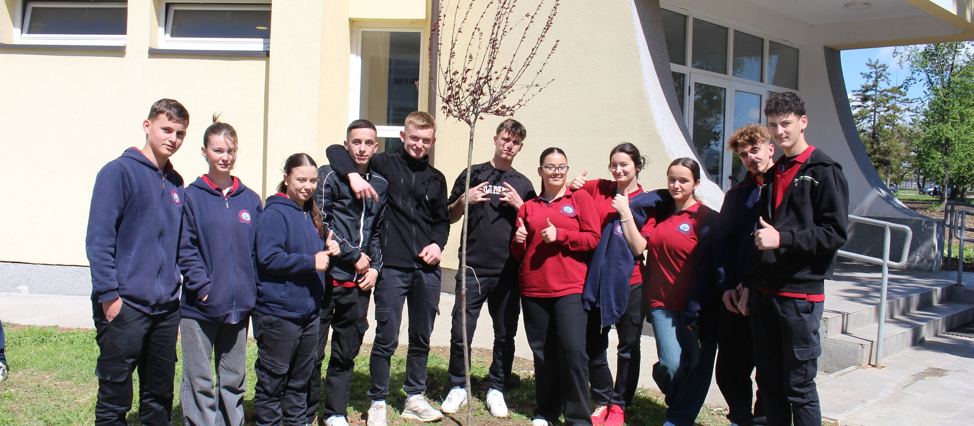 Young people pose for the camera.