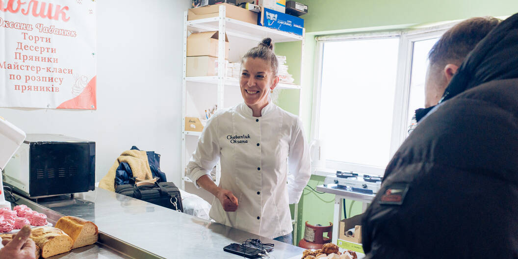 Einblick in das Projekt REMARKET in der Ukraine, Bäckerin Oksana erhält Unterstützung
